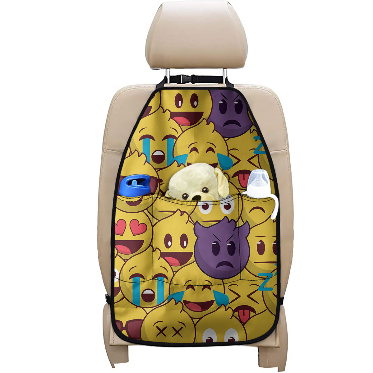 Cute Emoji Pattern Print Car Seat Organizers