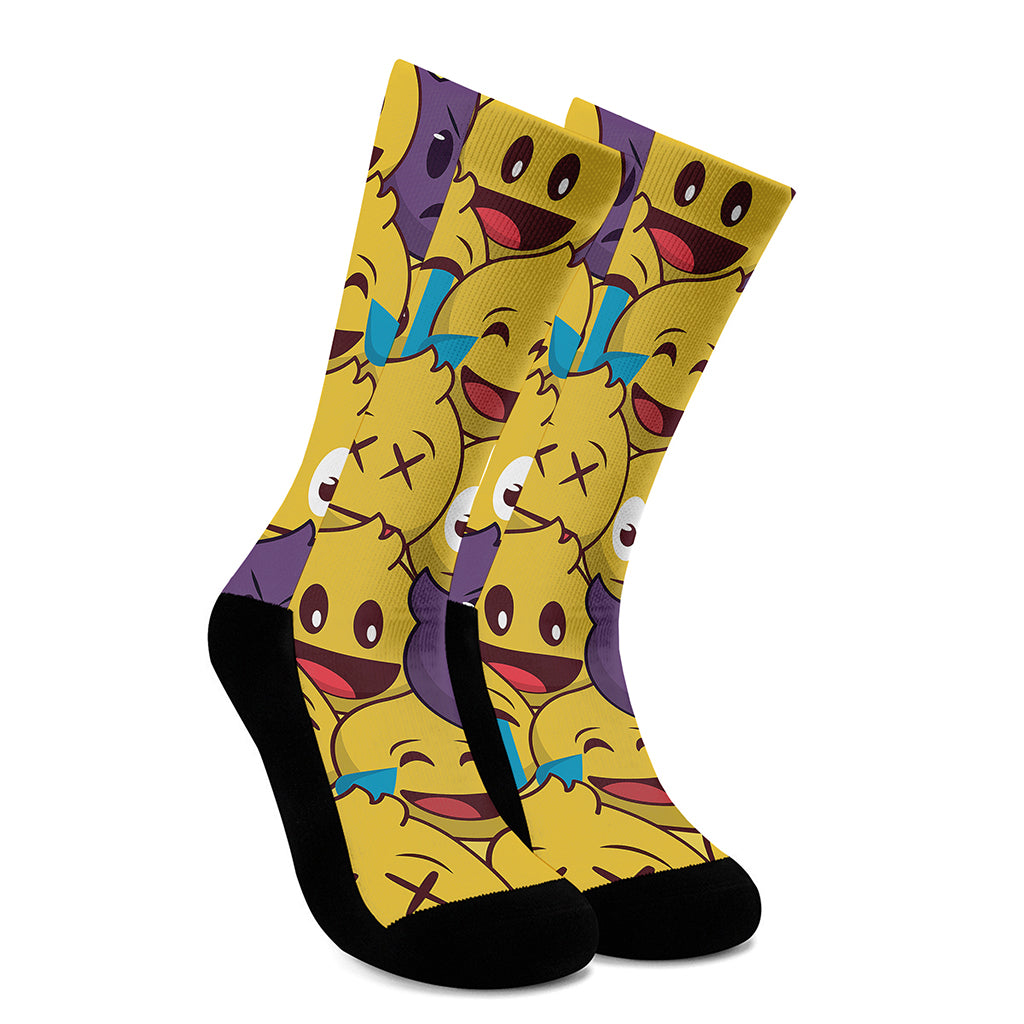 Cute Emoji Pattern Print Crew Socks