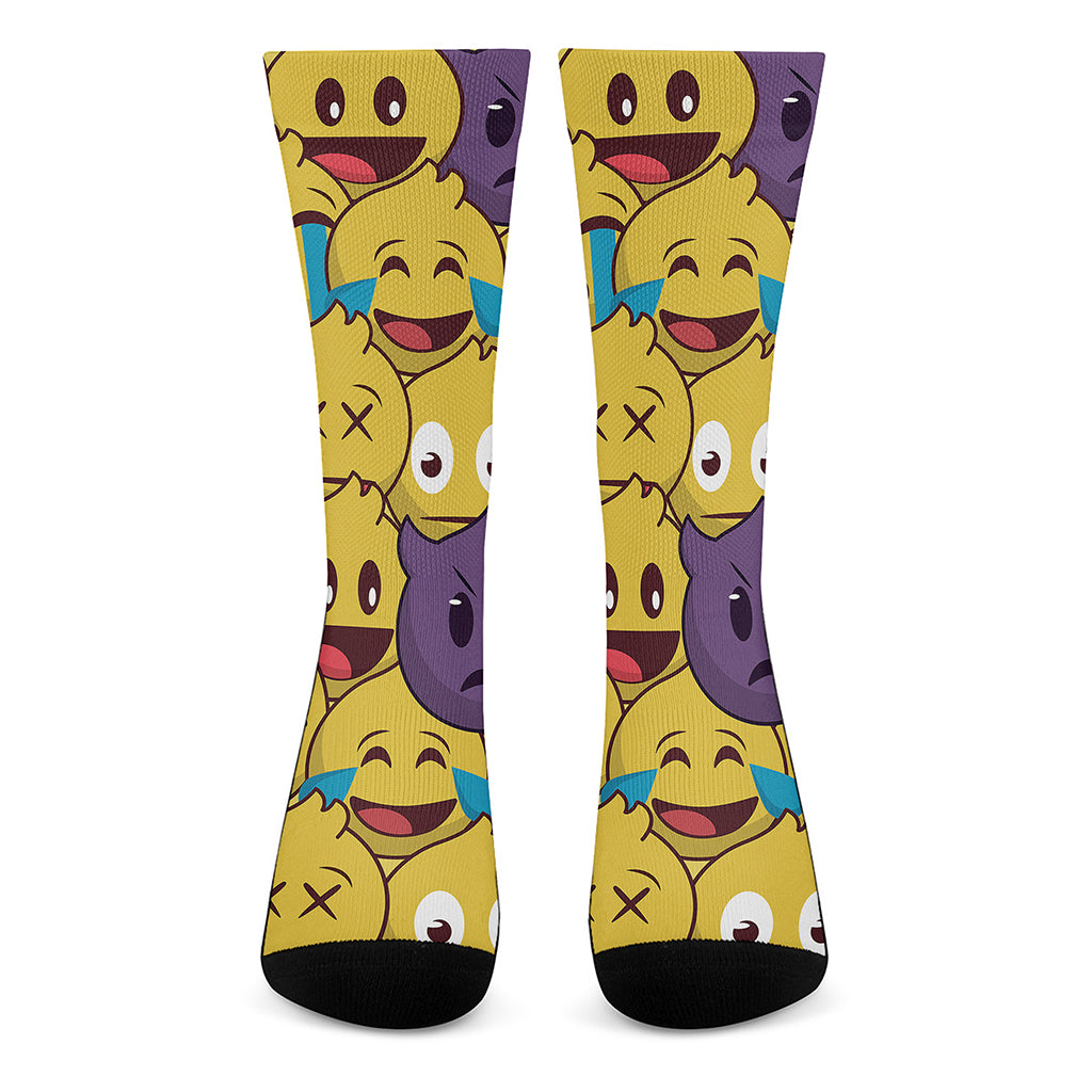 Cute Emoji Pattern Print Crew Socks