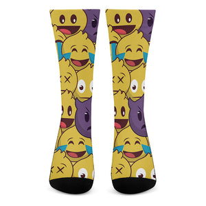 Cute Emoji Pattern Print Crew Socks