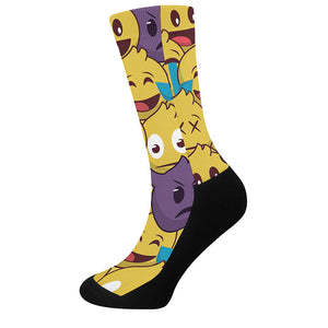 Cute Emoji Pattern Print Crew Socks