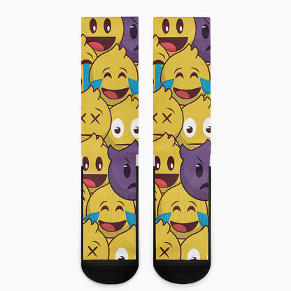 Cute Emoji Pattern Print Crew Socks