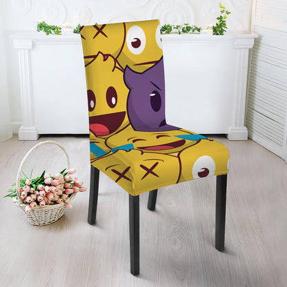 Cute Emoji Pattern Print Dining Chair Slipcover