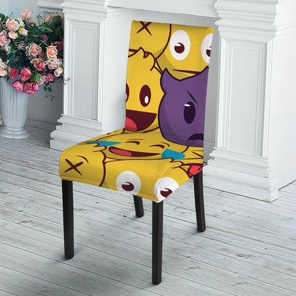 Cute Emoji Pattern Print Dining Chair Slipcover