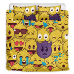 Cute Emoji Pattern Print Duvet Cover Bedding Set