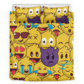 Cute Emoji Pattern Print Duvet Cover Bedding Set