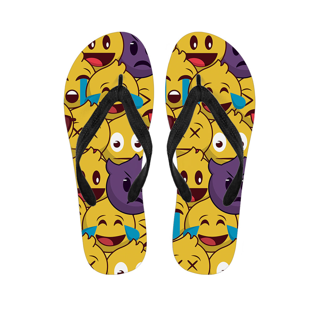 Cute Emoji Pattern Print Flip Flops