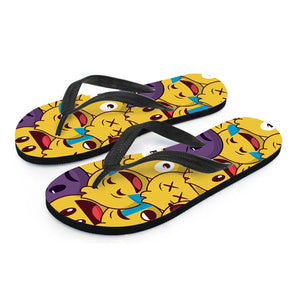 Cute Emoji Pattern Print Flip Flops