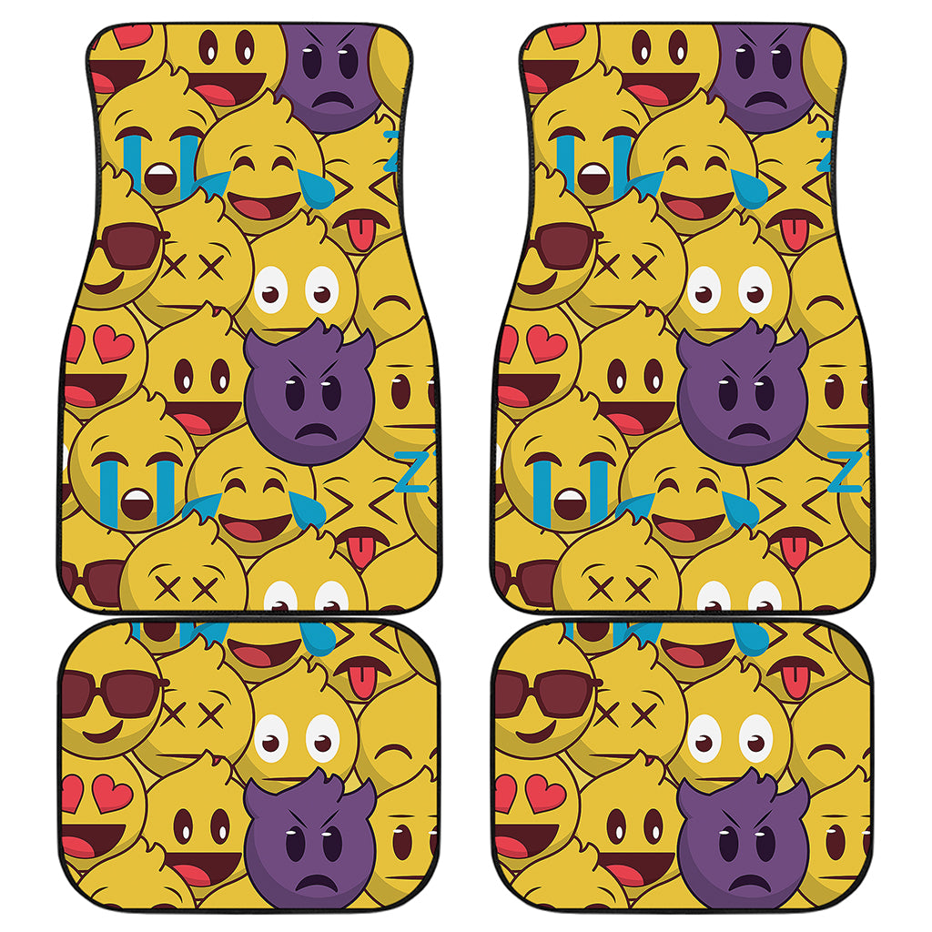 Cute Emoji Pattern Print Front and Back Car Floor Mats