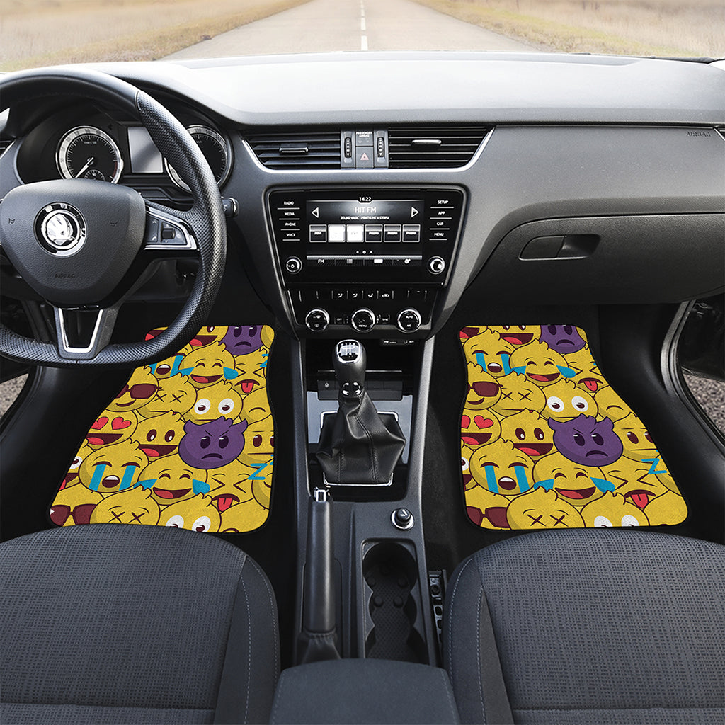 Cute Emoji Pattern Print Front and Back Car Floor Mats