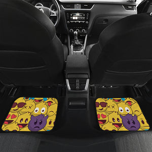 Cute Emoji Pattern Print Front and Back Car Floor Mats