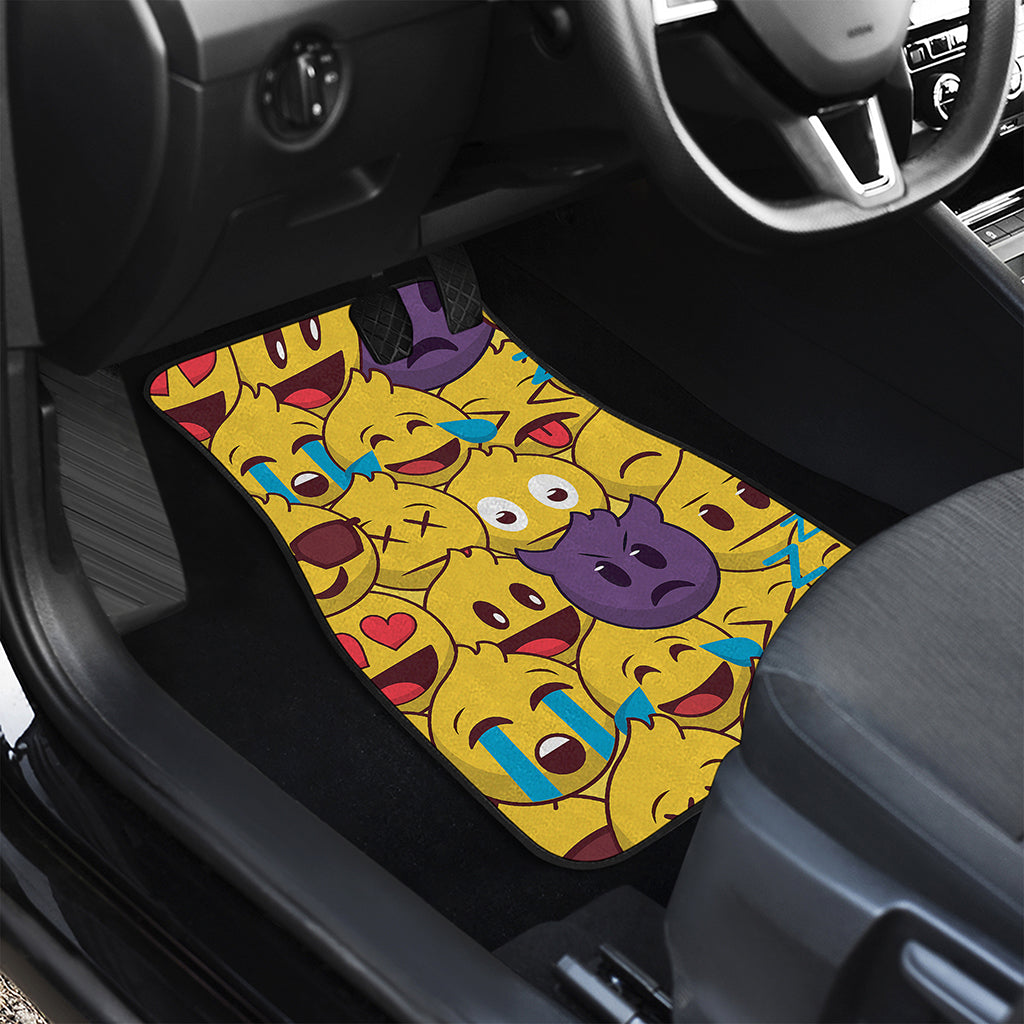 Cute Emoji Pattern Print Front and Back Car Floor Mats