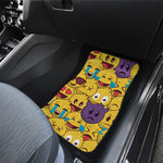 Cute Emoji Pattern Print Front and Back Car Floor Mats