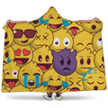 Cute Emoji Pattern Print Hooded Blanket