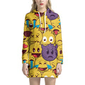 Cute Emoji Pattern Print Pullover Hoodie Dress