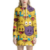 Cute Emoji Pattern Print Hoodie Dress