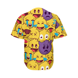 Cute Emoji Pattern Print Men's Baseball Jersey