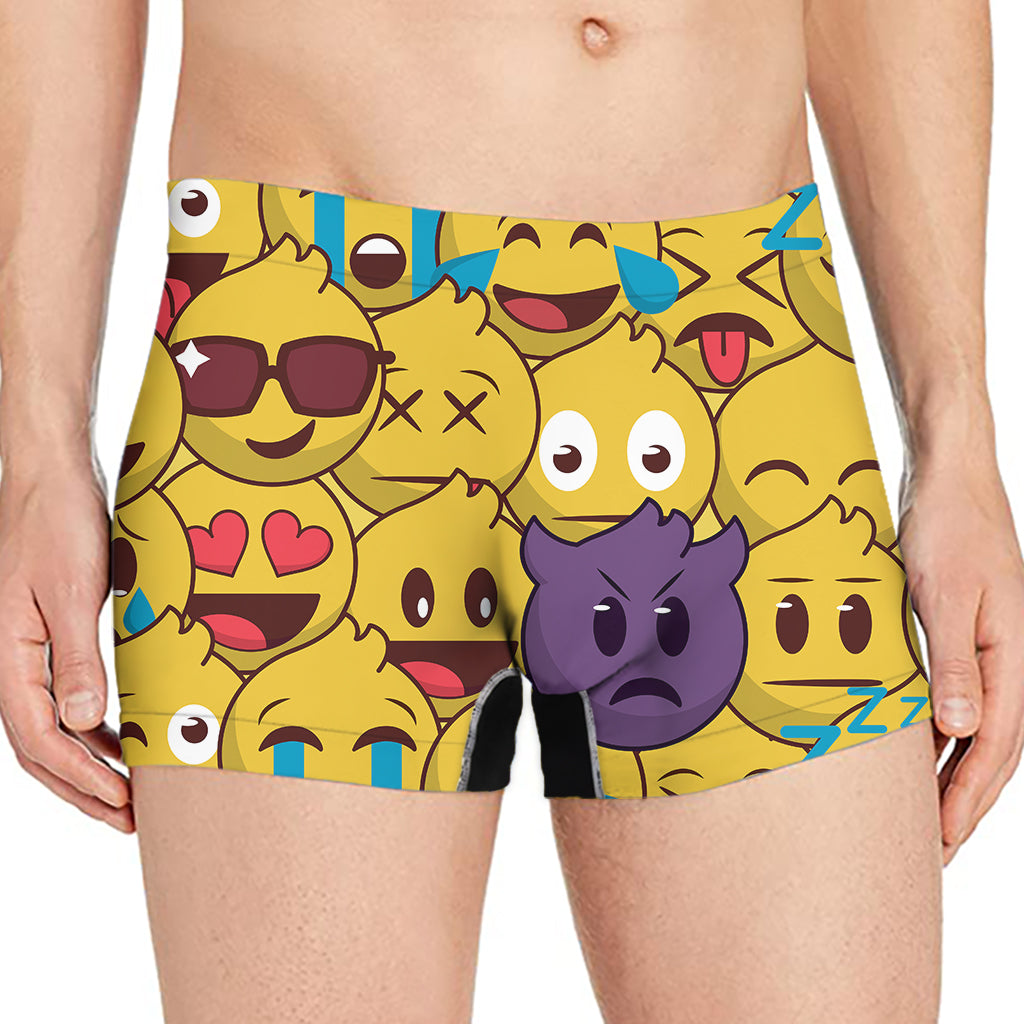 Cute Emoji Pattern Print Men's Boxer Briefs