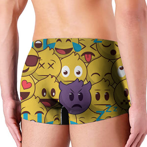 Cute Emoji Pattern Print Men's Boxer Briefs