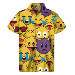 Cute Emoji Pattern Print Men's Short Sleeve Shirt