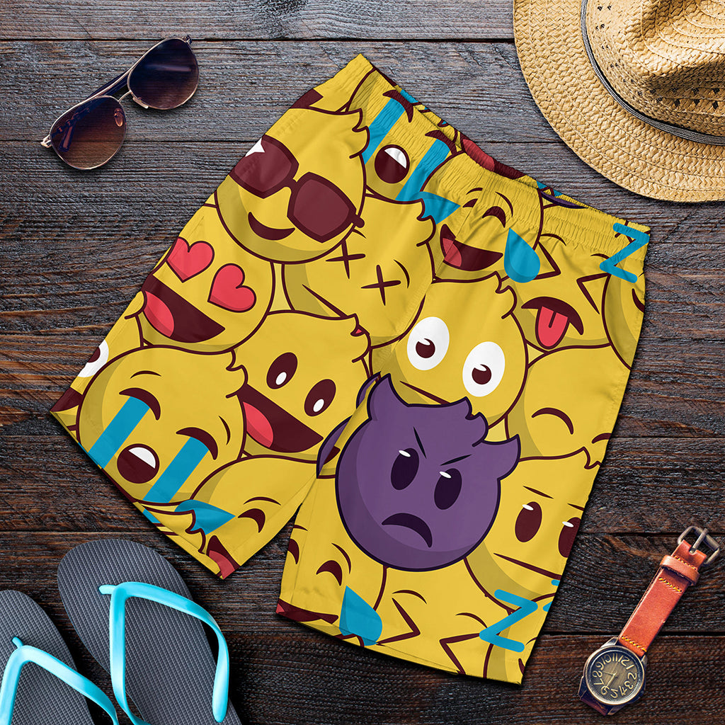 Cute Emoji Pattern Print Men's Shorts