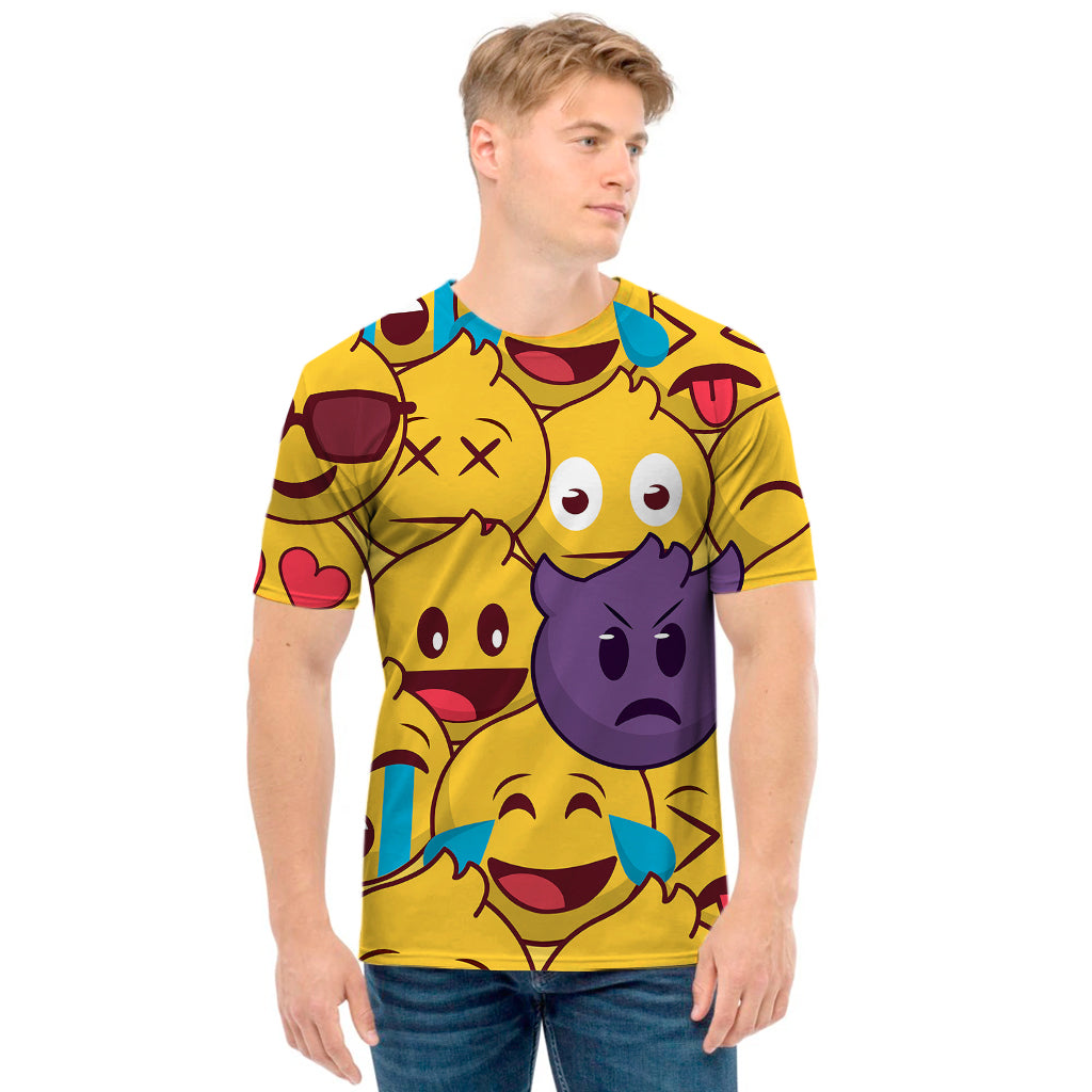 Cute Emoji Pattern Print Men's T-Shirt