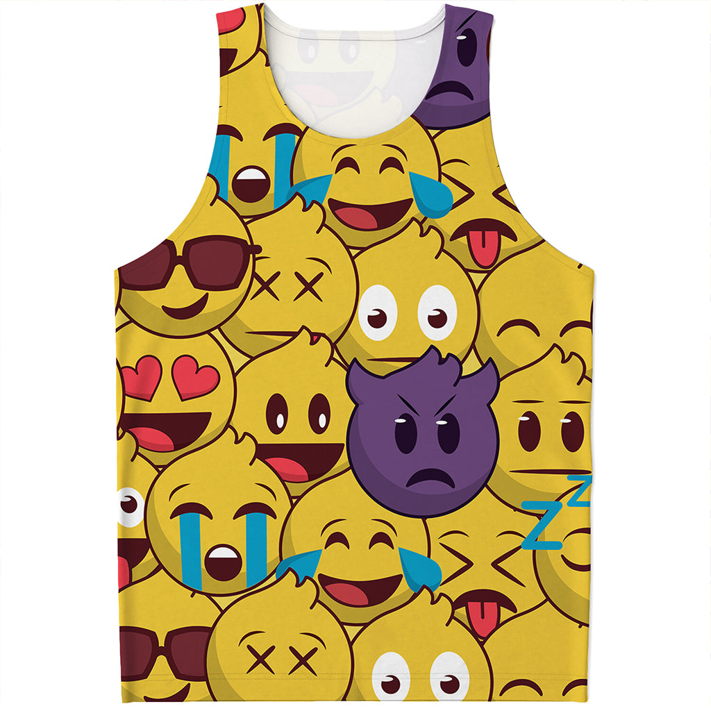 Cute Emoji Pattern Print Men's Tank Top