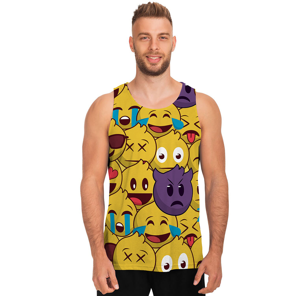 Cute Emoji Pattern Print Men's Tank Top