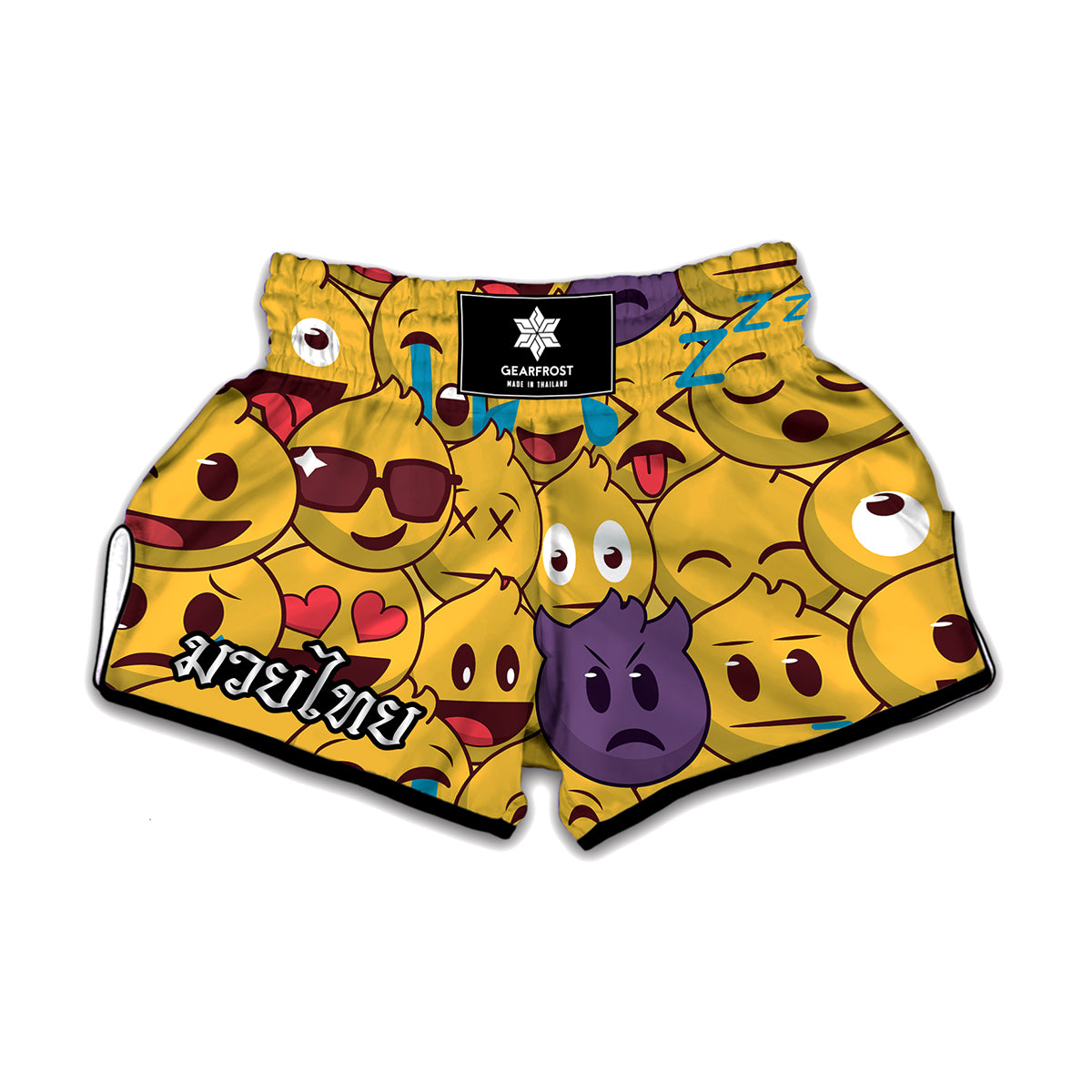 Cute Emoji Pattern Print Muay Thai Boxing Shorts