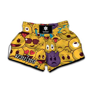 Cute Emoji Pattern Print Muay Thai Boxing Shorts