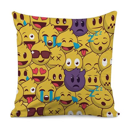 Cute Emoji Pattern Print Pillow Cover