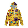 Cute Emoji Pattern Print Pullover Hoodie