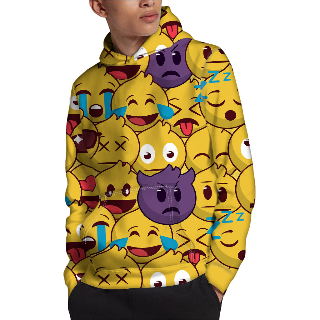 Cute Emoji Pattern Print Pullover Hoodie