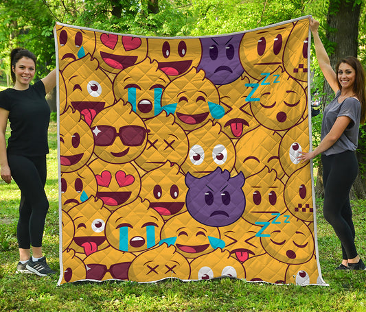 Cute Emoji Pattern Print Quilt