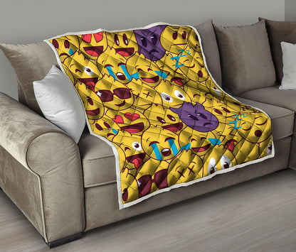 Cute Emoji Pattern Print Quilt
