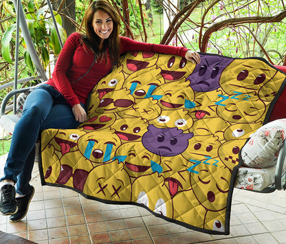 Cute Emoji Pattern Print Quilt