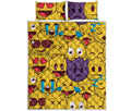 Cute Emoji Pattern Print Quilt Bed Set