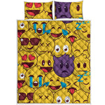 Cute Emoji Pattern Print Quilt Bed Set
