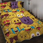 Cute Emoji Pattern Print Quilt Bed Set