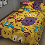 Cute Emoji Pattern Print Quilt Bed Set