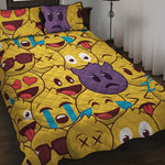 Cute Emoji Pattern Print Quilt Bed Set