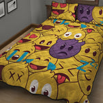 Cute Emoji Pattern Print Quilt Bed Set