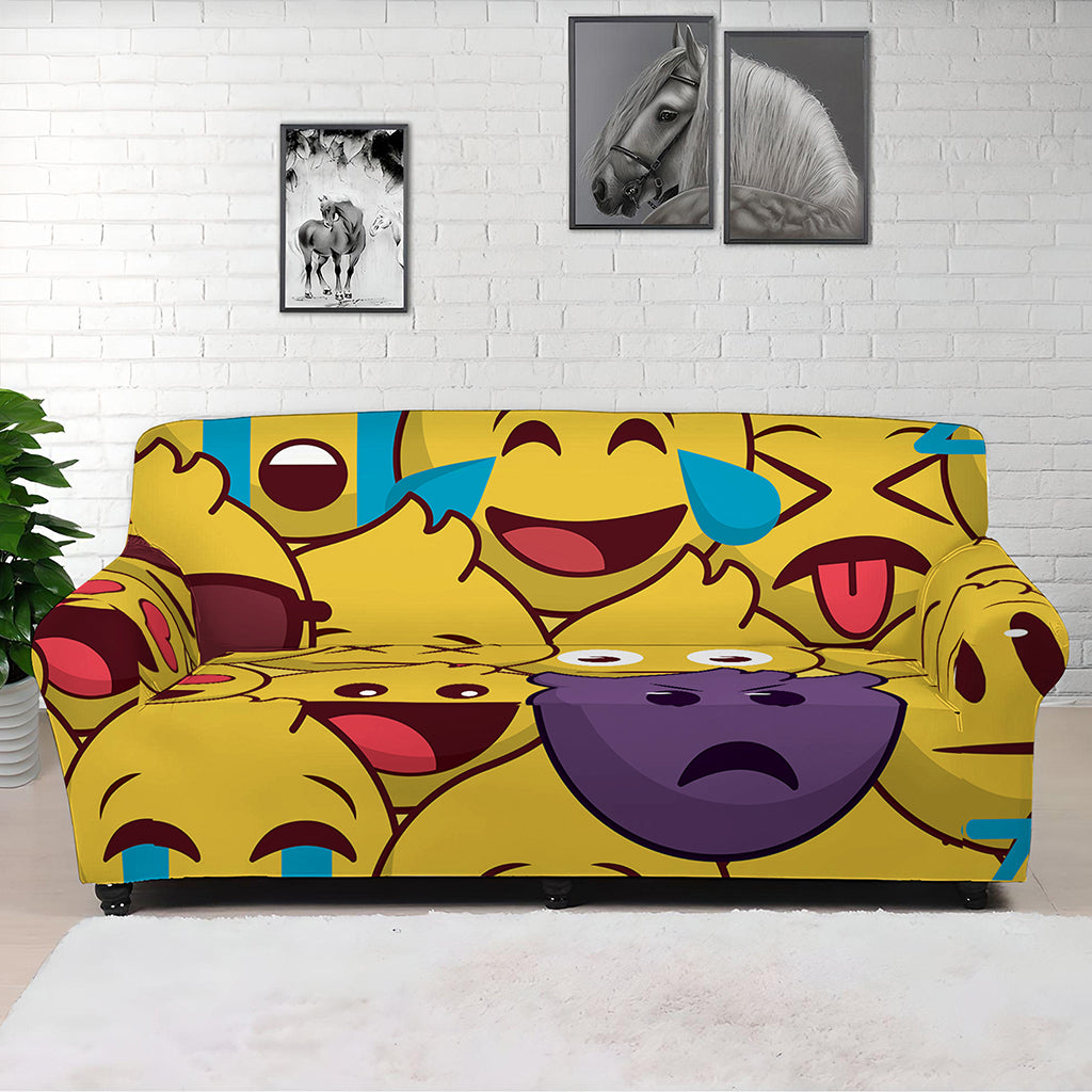 Cute Emoji Pattern Print Sofa Cover