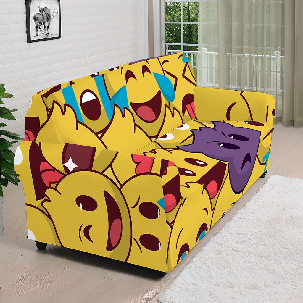 Cute Emoji Pattern Print Sofa Cover