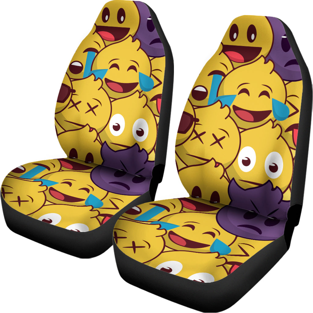 Cute Emoji Pattern Print Universal Fit Car Seat Covers