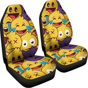 Cute Emoji Pattern Print Universal Fit Car Seat Covers