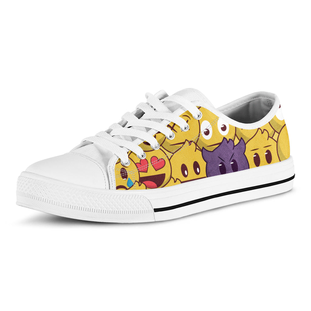 Cute Emoji Pattern Print White Low Top Shoes