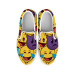 Cute Emoji Pattern Print White Slip On Shoes