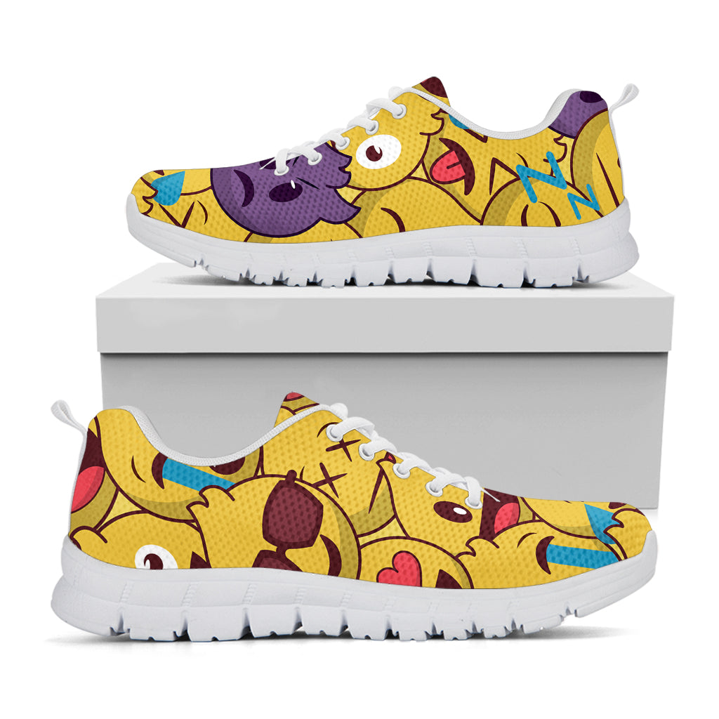 Cute Emoji Pattern Print White Sneakers