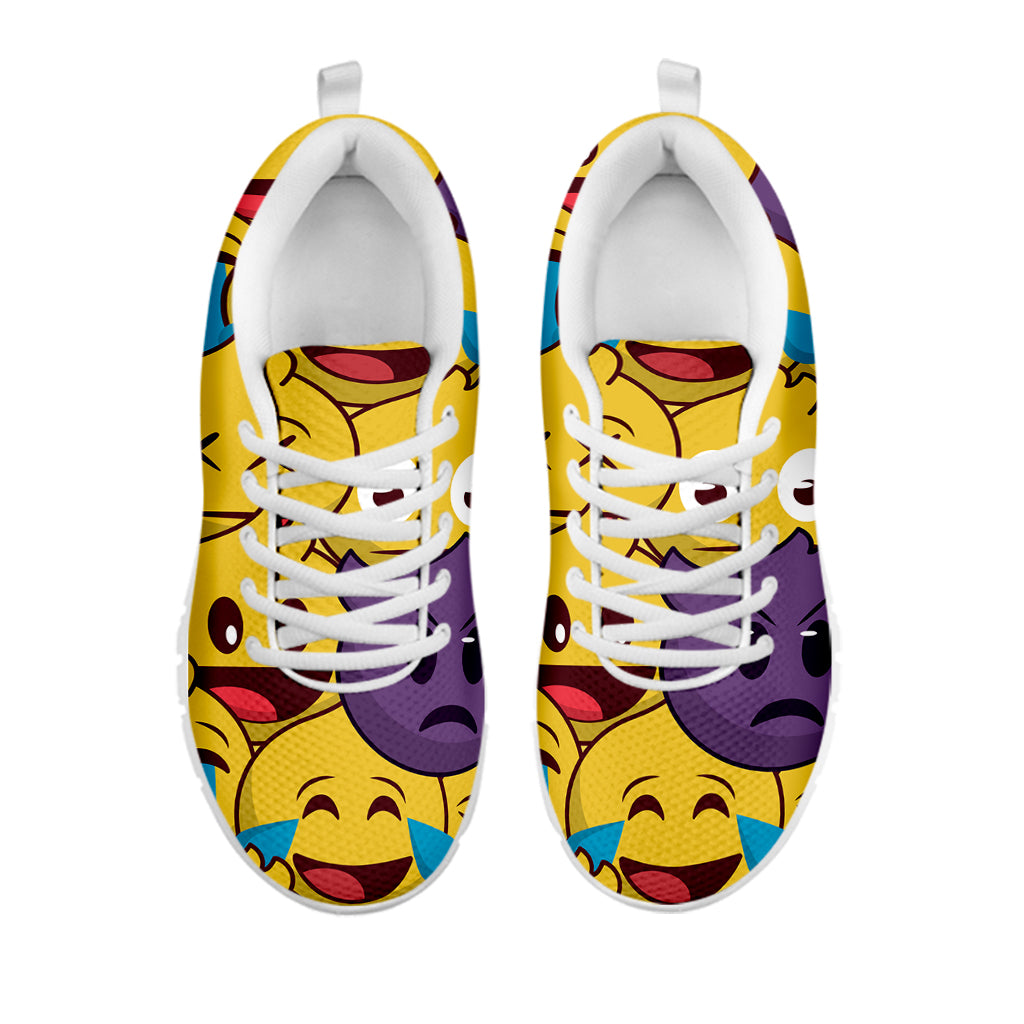 Cute Emoji Pattern Print White Sneakers